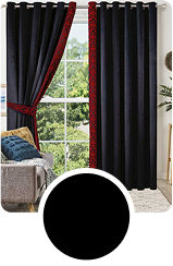 black curtains