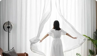 Eyelet curtains installed in Dubai home