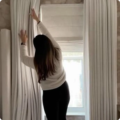 Designer pencil pleat curtains Dubai villa