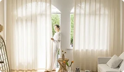 Pencil pleat curtains Dubai living room