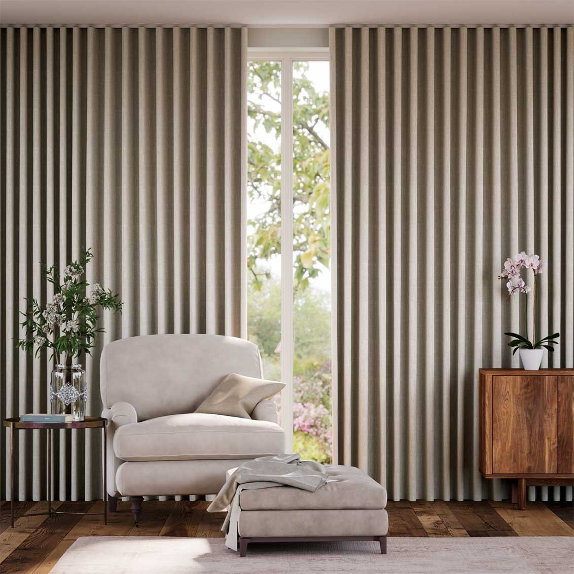 Cavendish Warm Stone Motorized Curtains