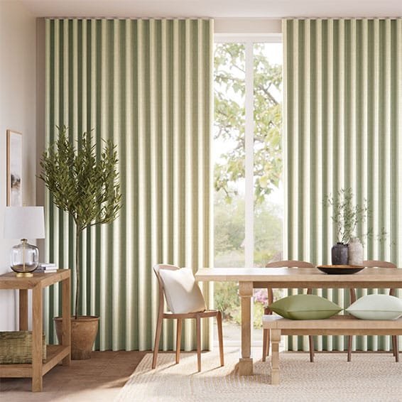 Ella Stripe Pistachio Motorized Curtains