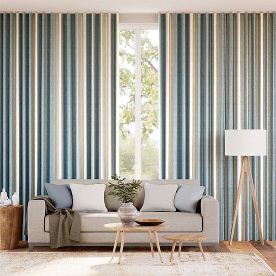 Harper Stripe Ocean Motorized Curtains