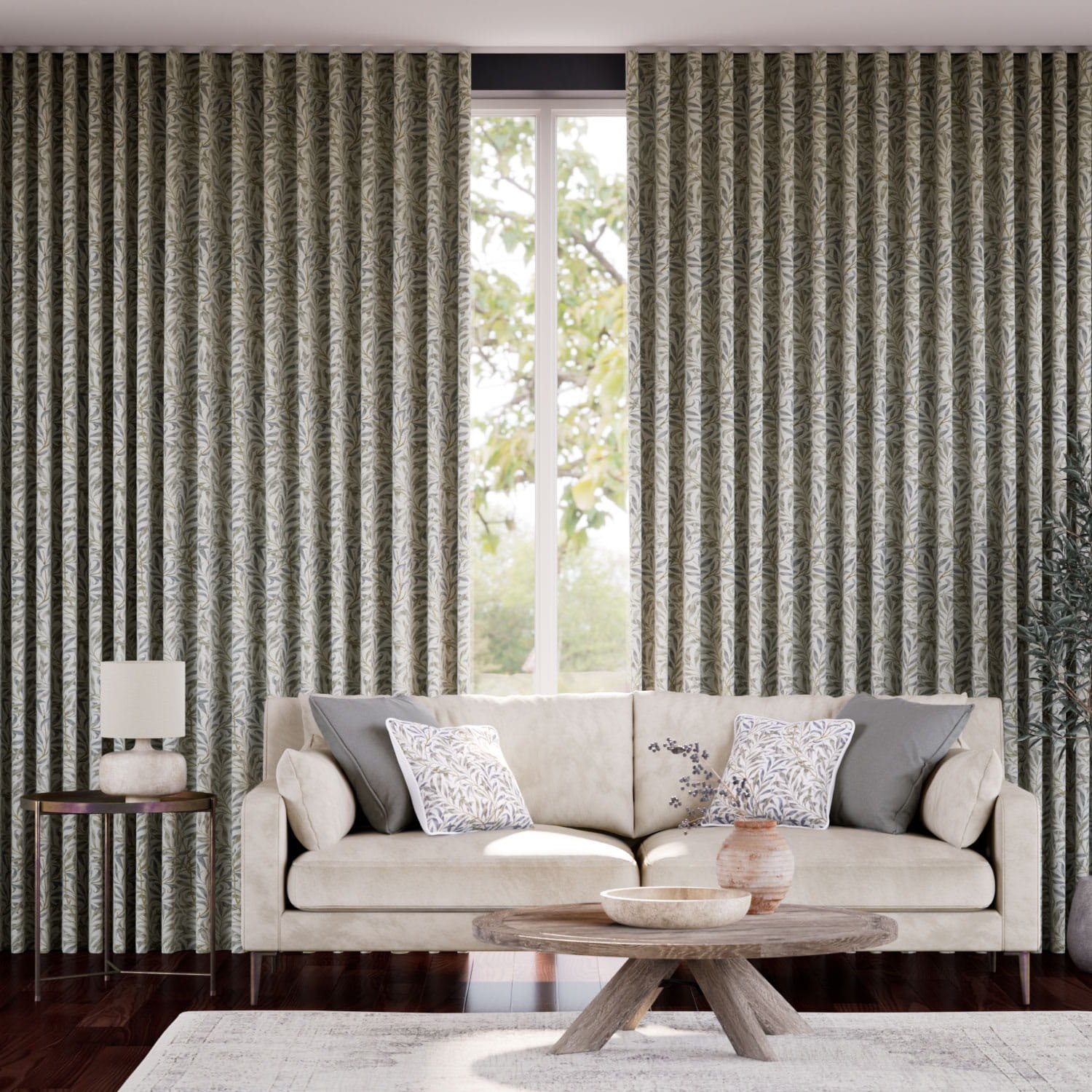 William Morris Willow Bough Mink Motorized Curtains