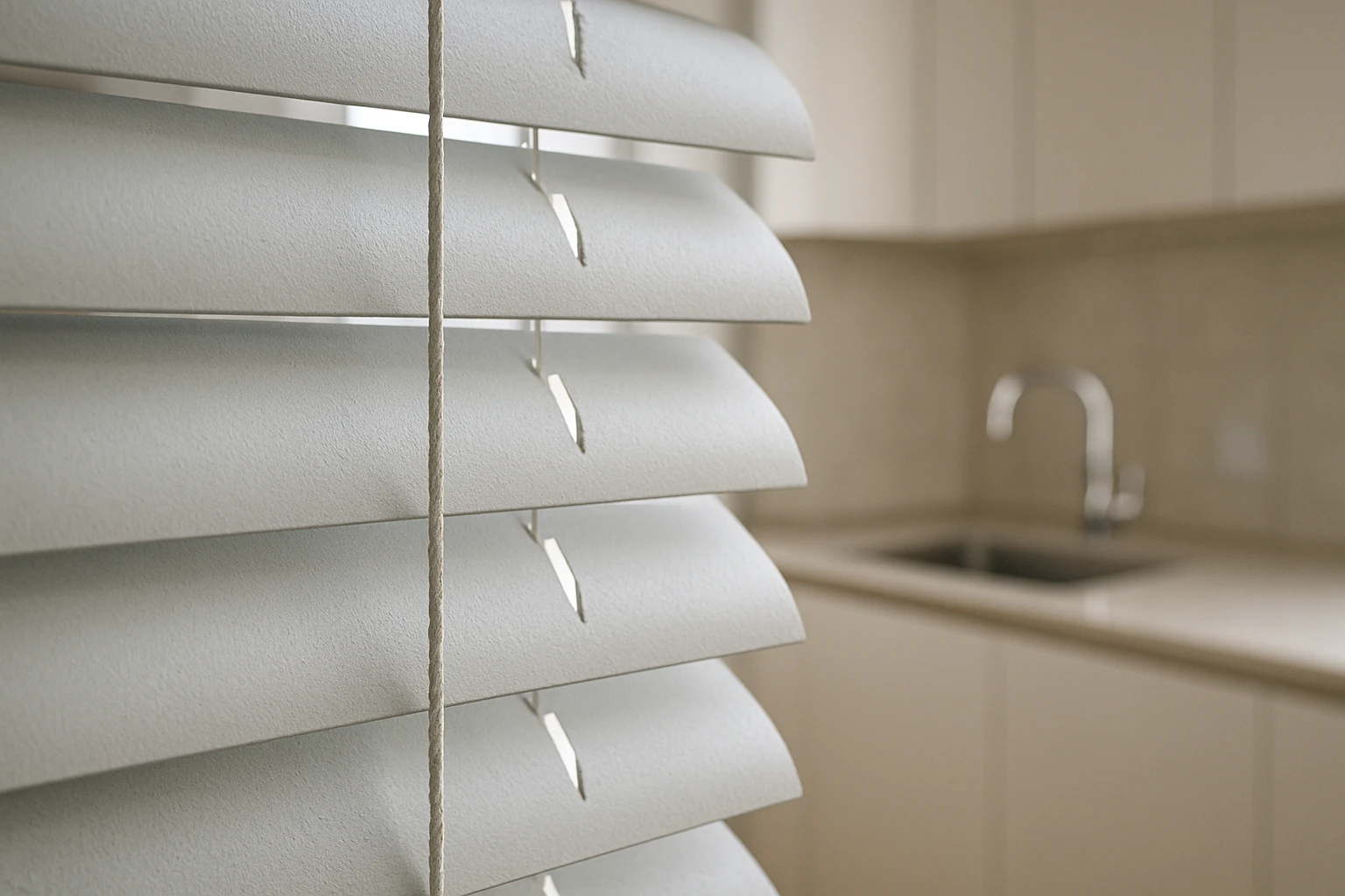 Aluminium Venetian blind slats close up