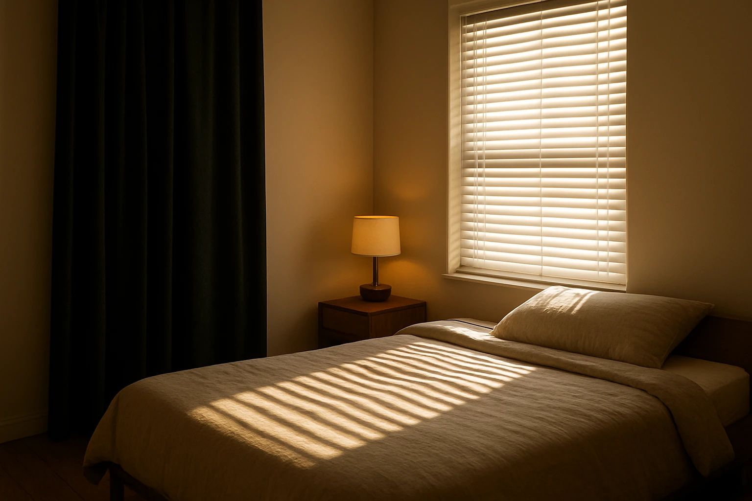 Blinds and blackout curtains contrast