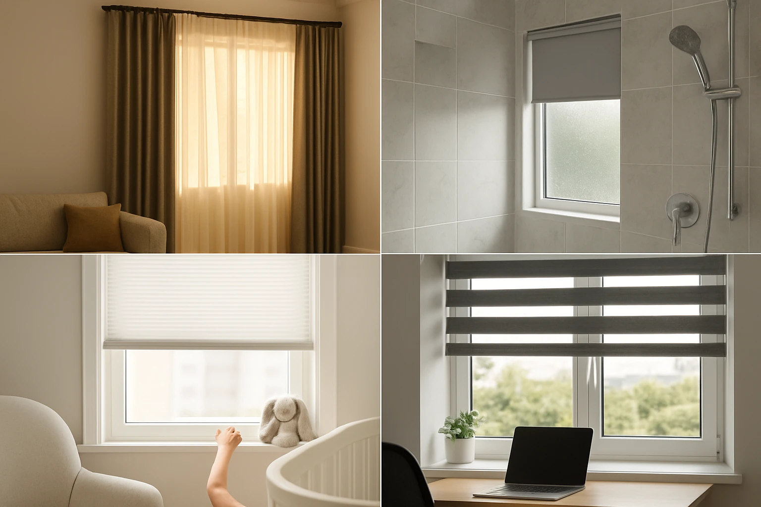 Blinds and curtains room comparison