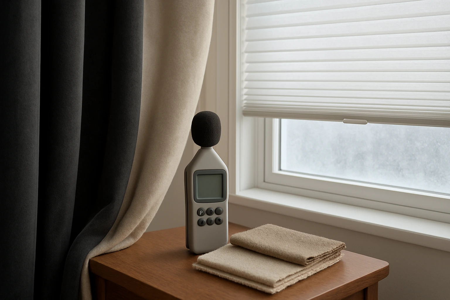 Velvet curtain and cellular blind insulation