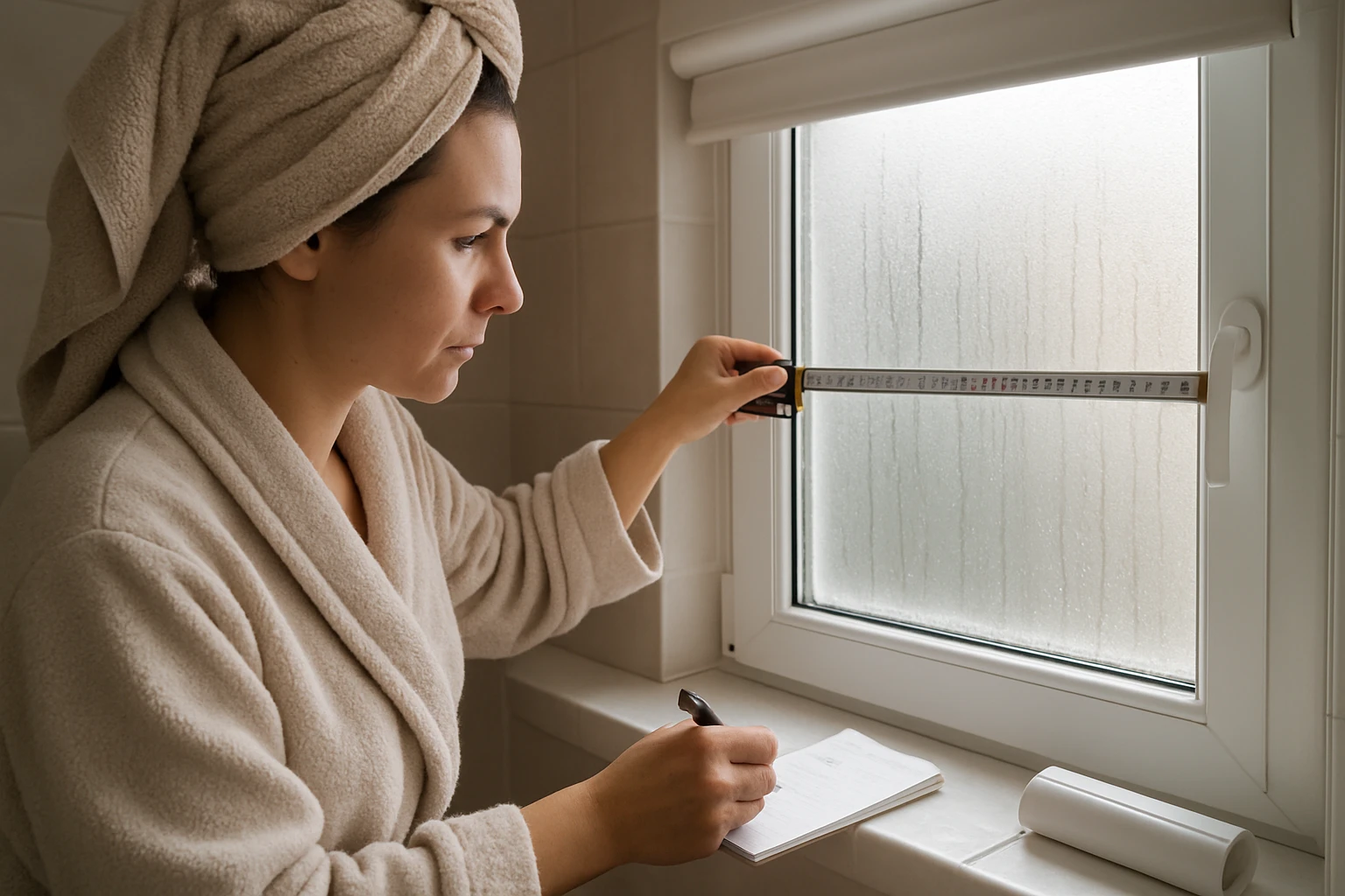 Waterproof blinds measuring bathroom window