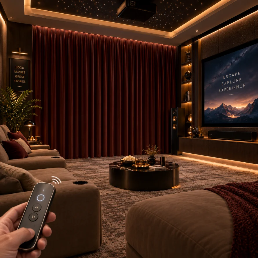 Home Theater Automated Curtains
