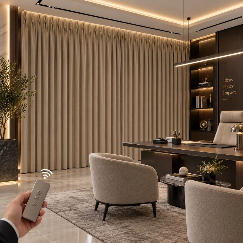 Pinch Pleat Motorized Curtains Dubai