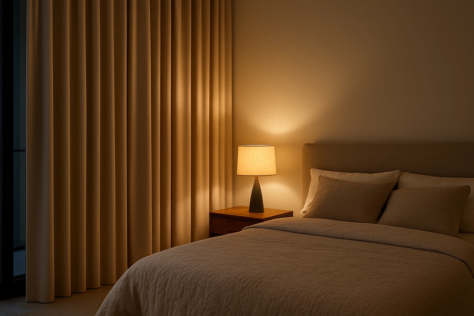 Affordable lined curtains in bedroom