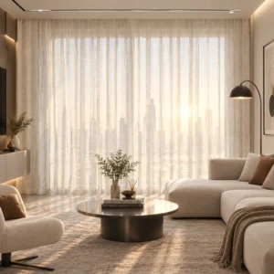 Beige Striped Sheer