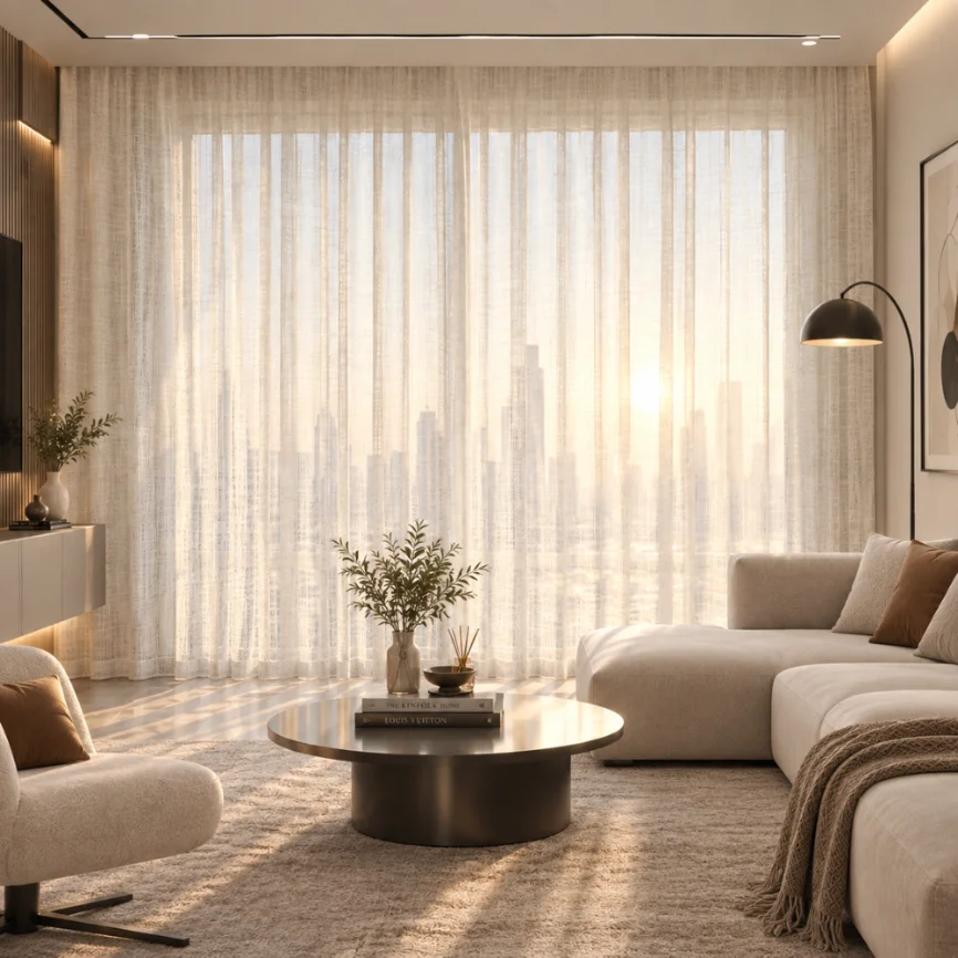 Beige Striped Sheer