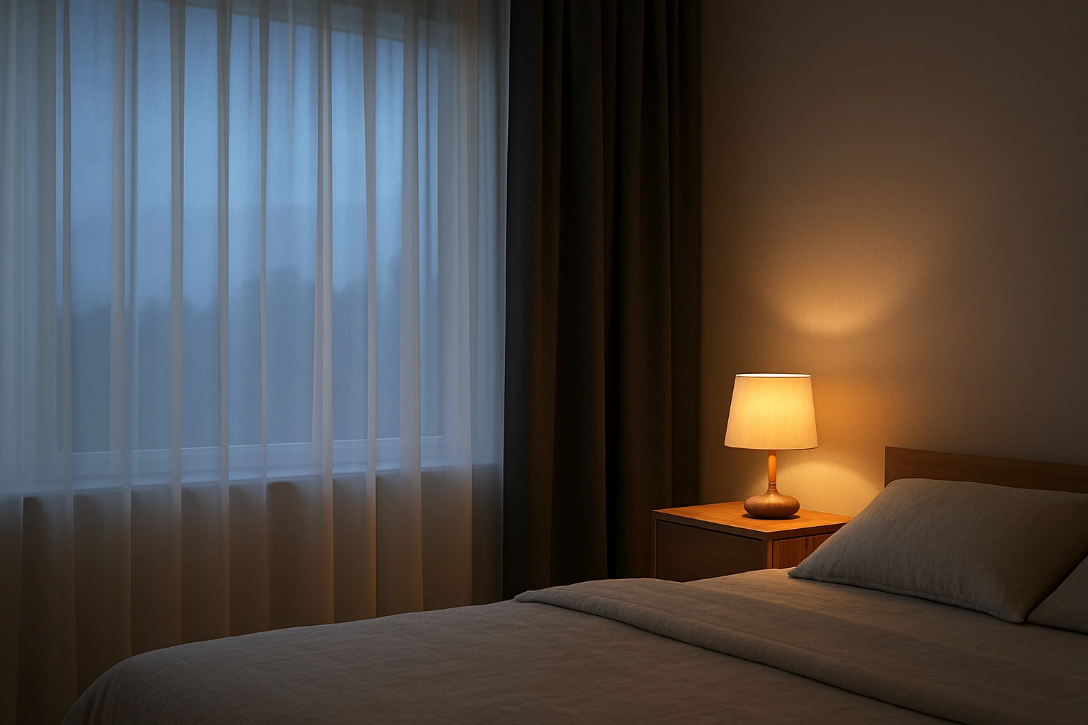 Blackout curtain with white sheer