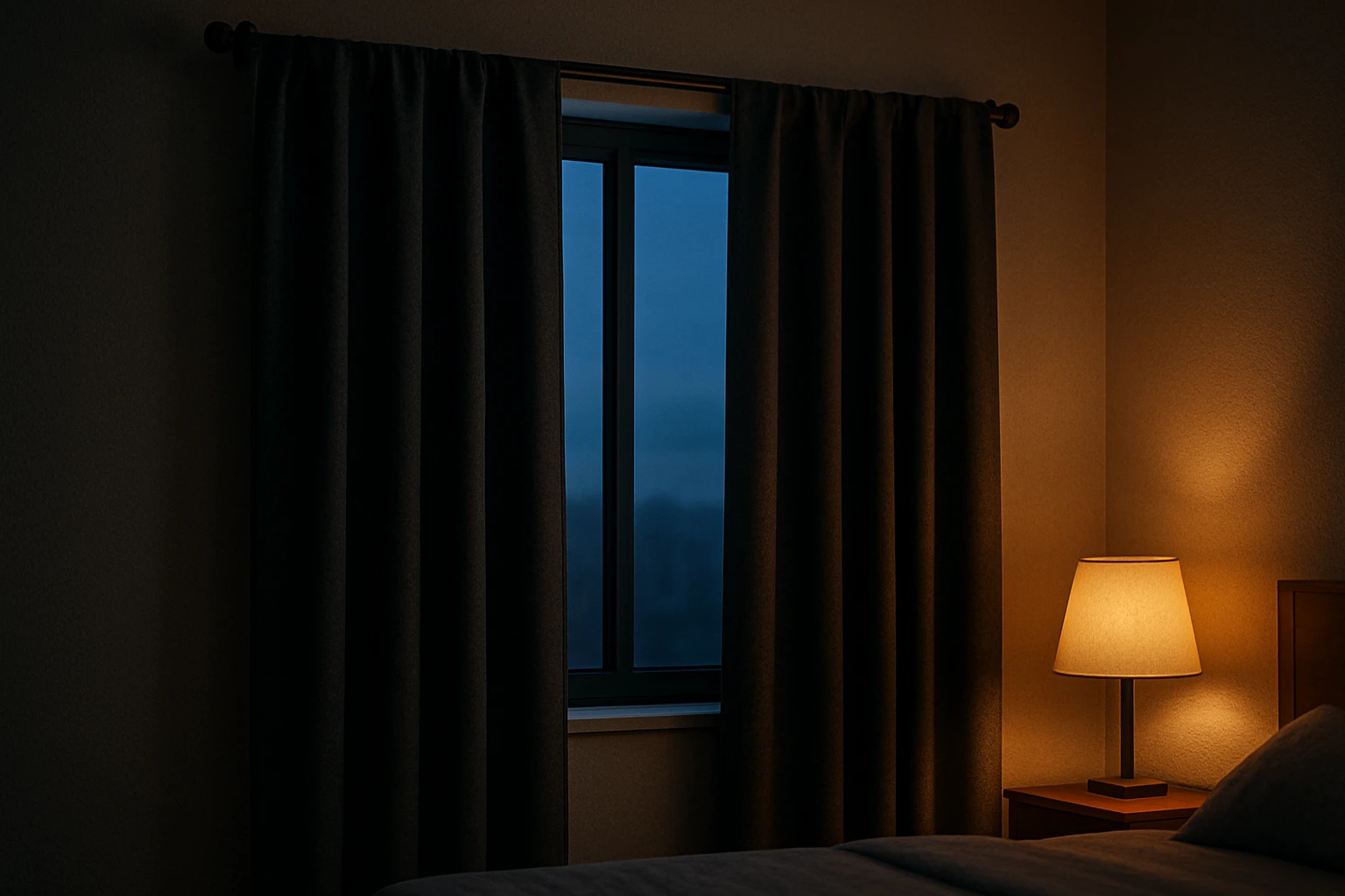 Blackout curtains dark gray bedroom window