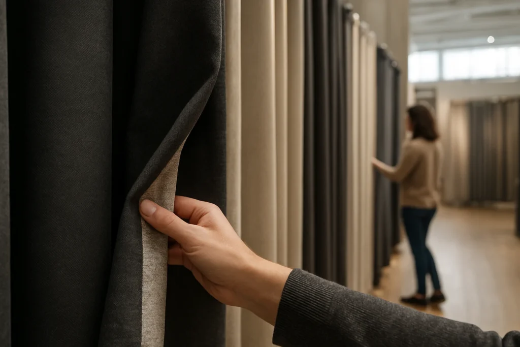 Blackout curtains in a showroom
