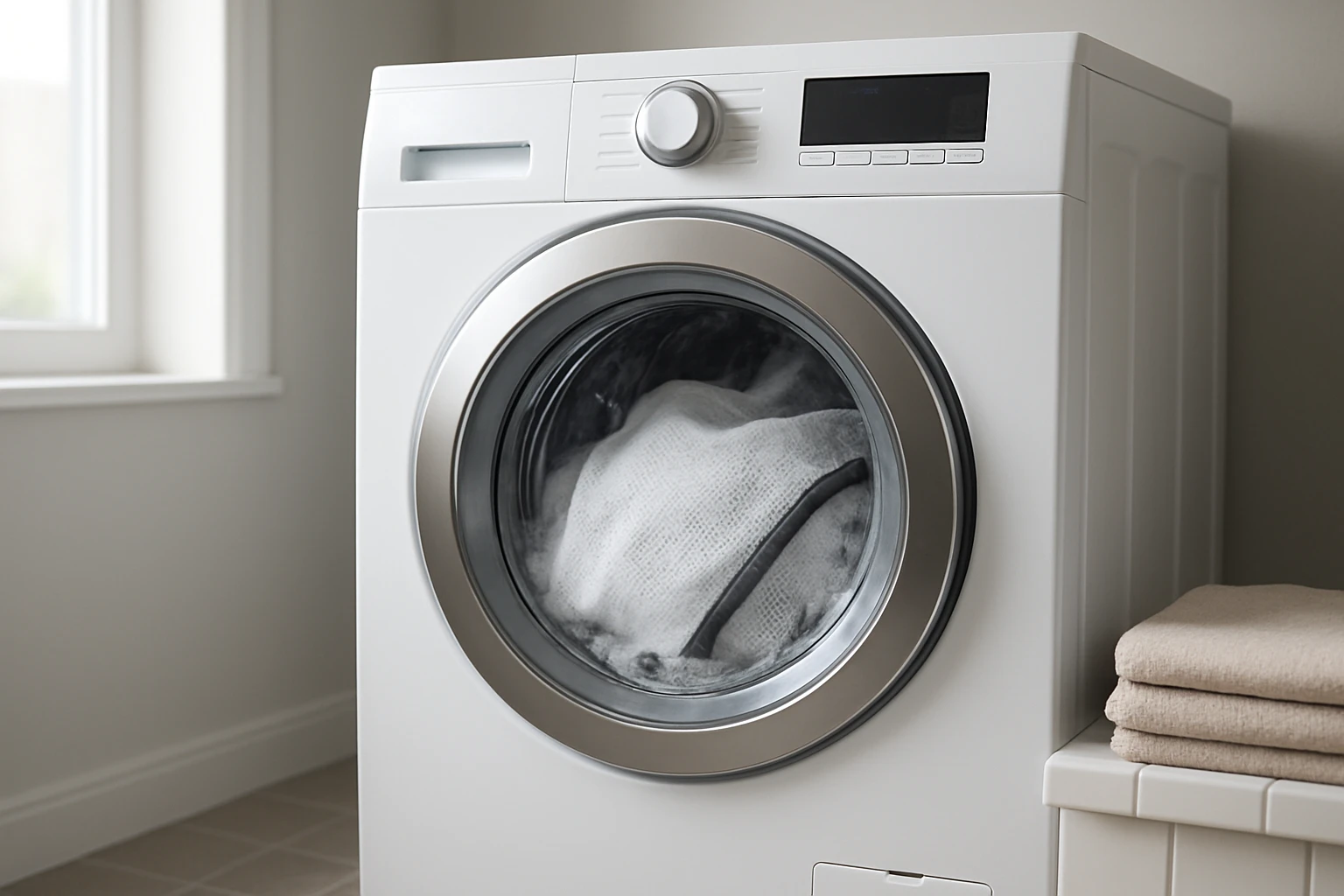 Blackout curtains in mesh laundry bag
