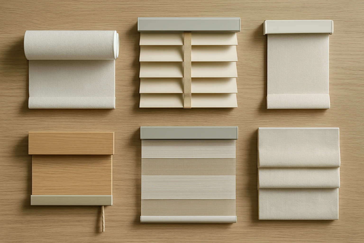 Blind samples on table showing types