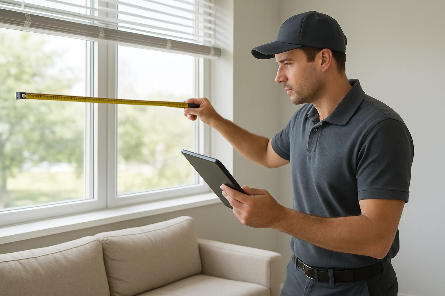 Blinds being measured for replacement