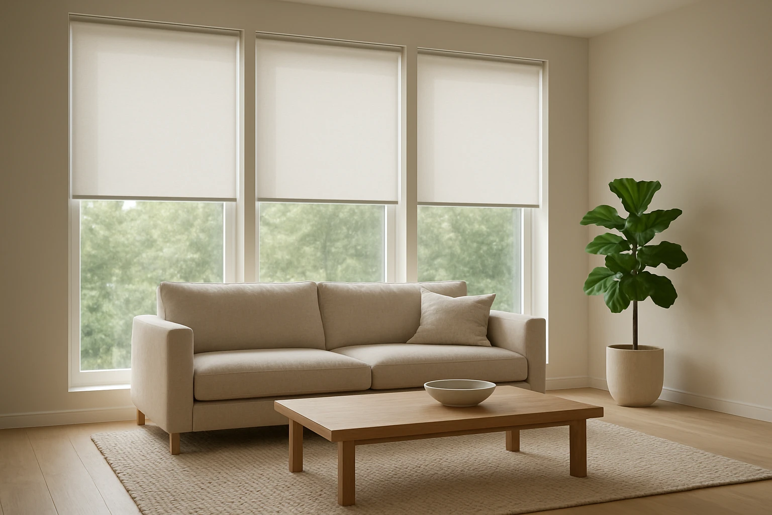 Blinds in staged living room