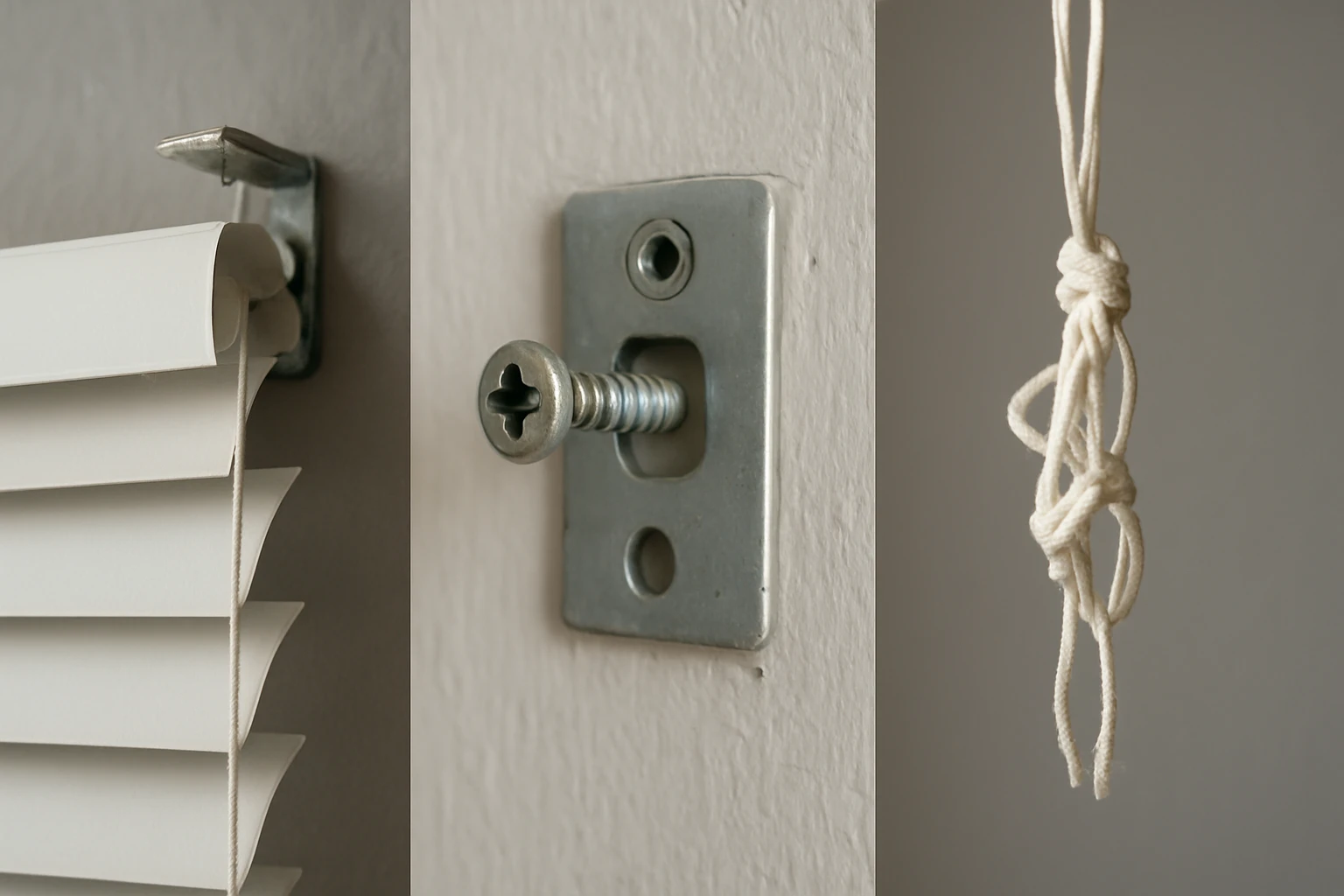 Blinds slanted bracket and tangled cord