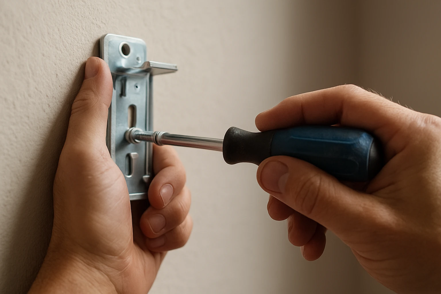 Cordless blind bracket being fastened