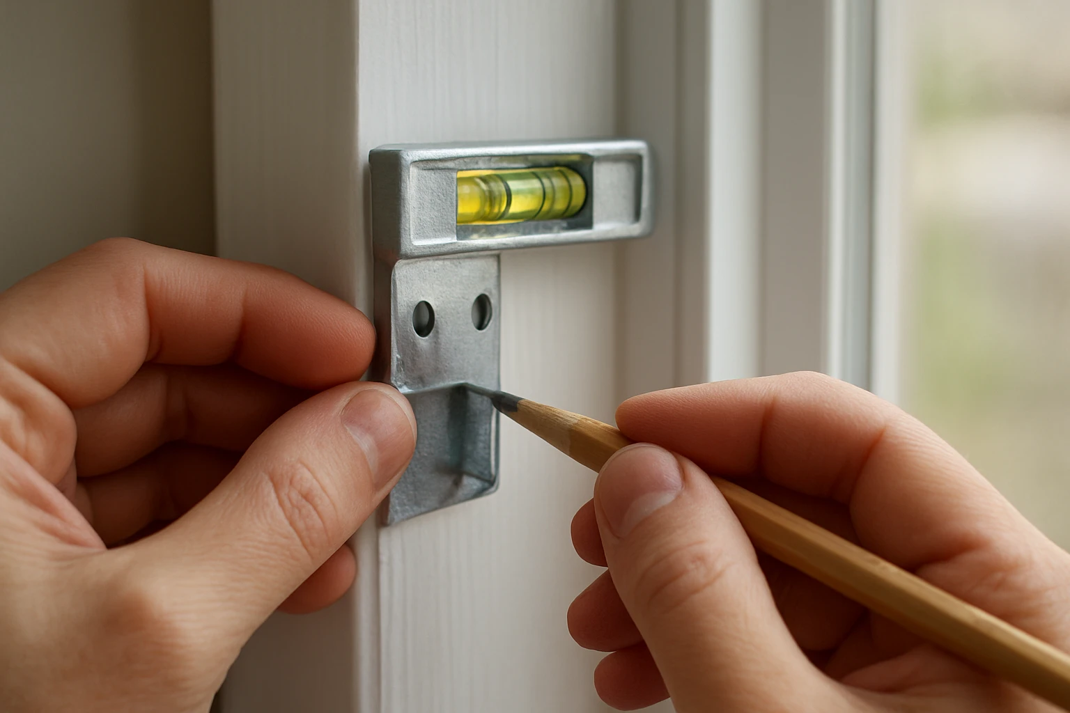 Cordless blind bracket marking on window frame