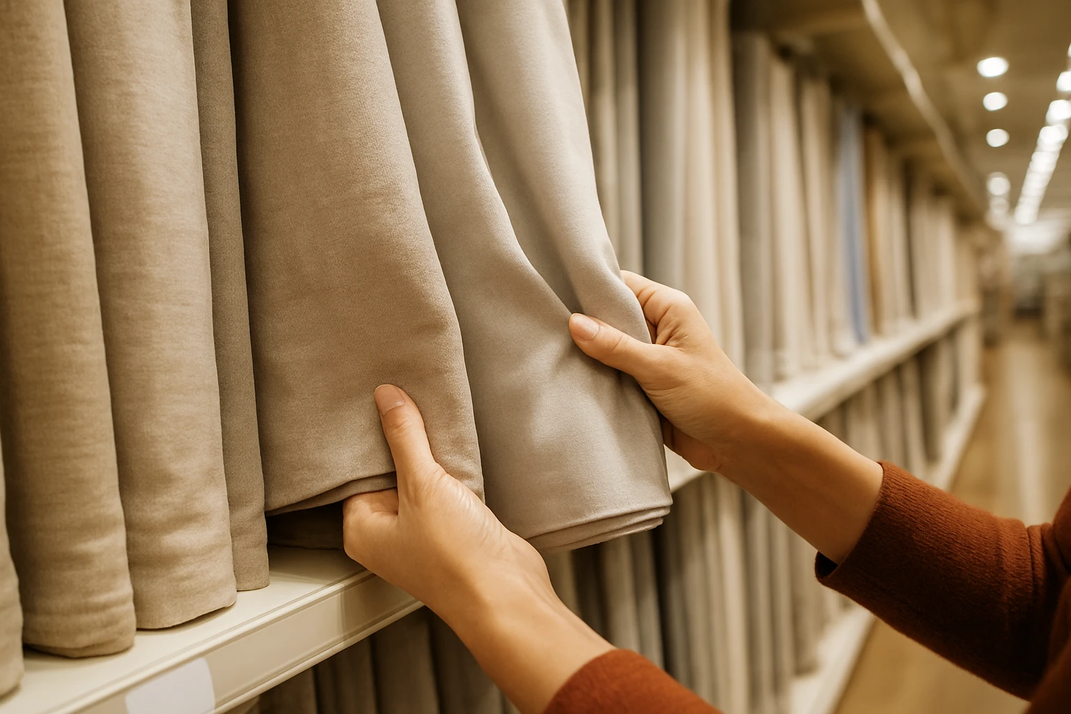 Cotton and polyester curtain fabrics