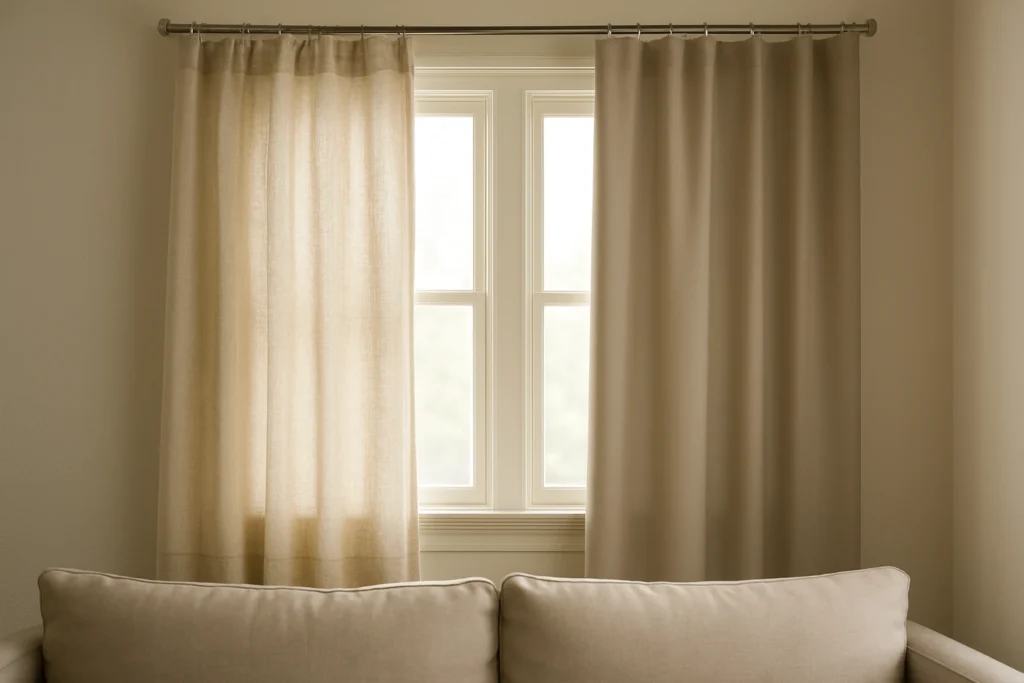 Cotton vs polyester curtains side by side