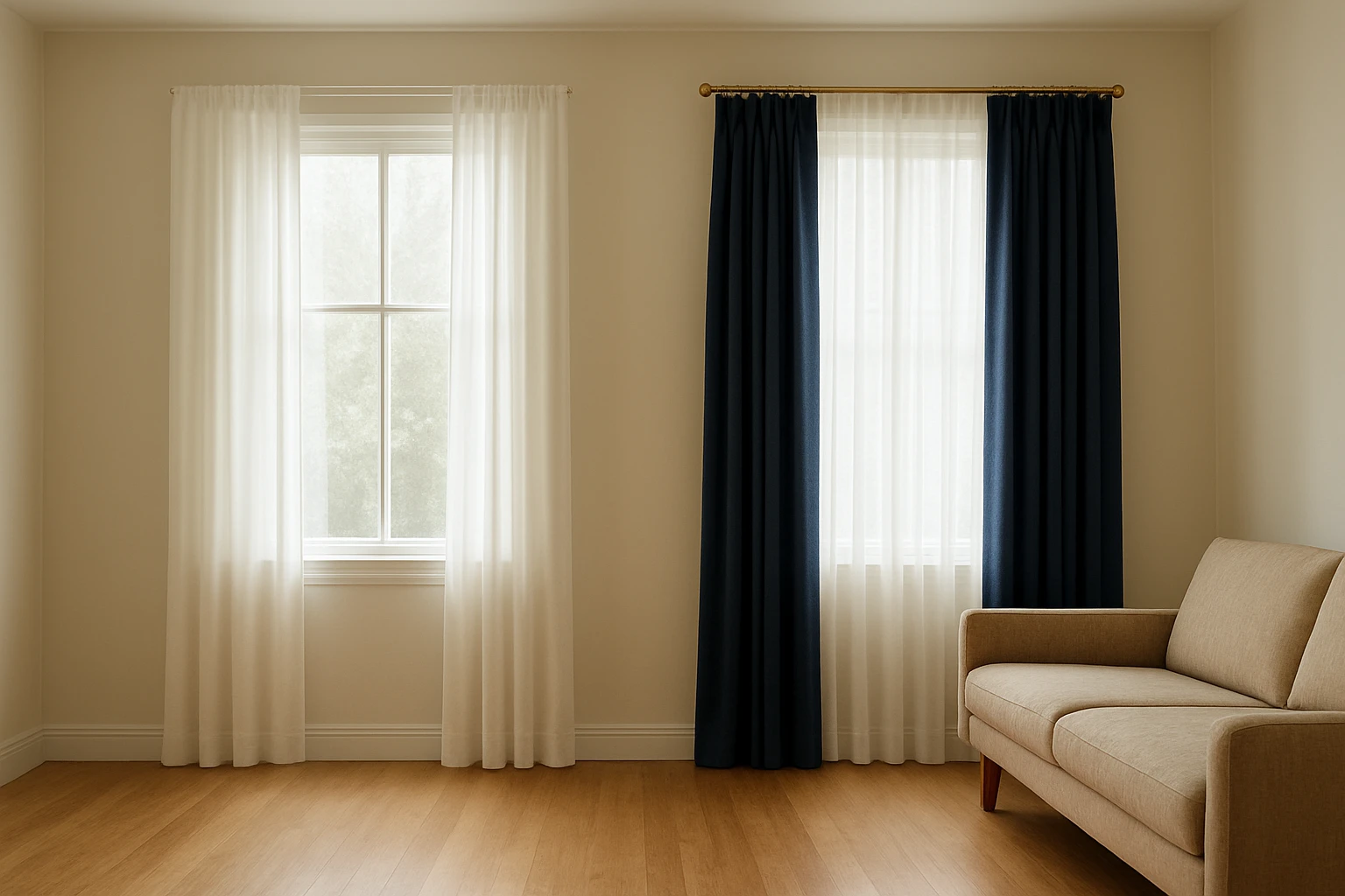 Curtain colors navy and white comparison