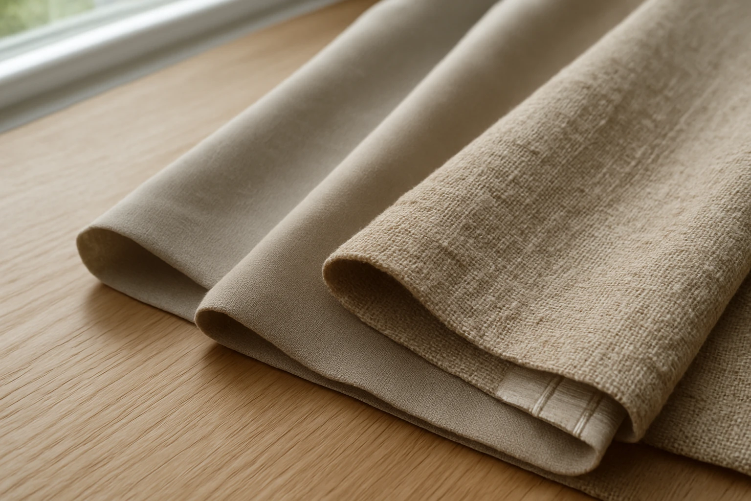 Curtain fabric samples three types