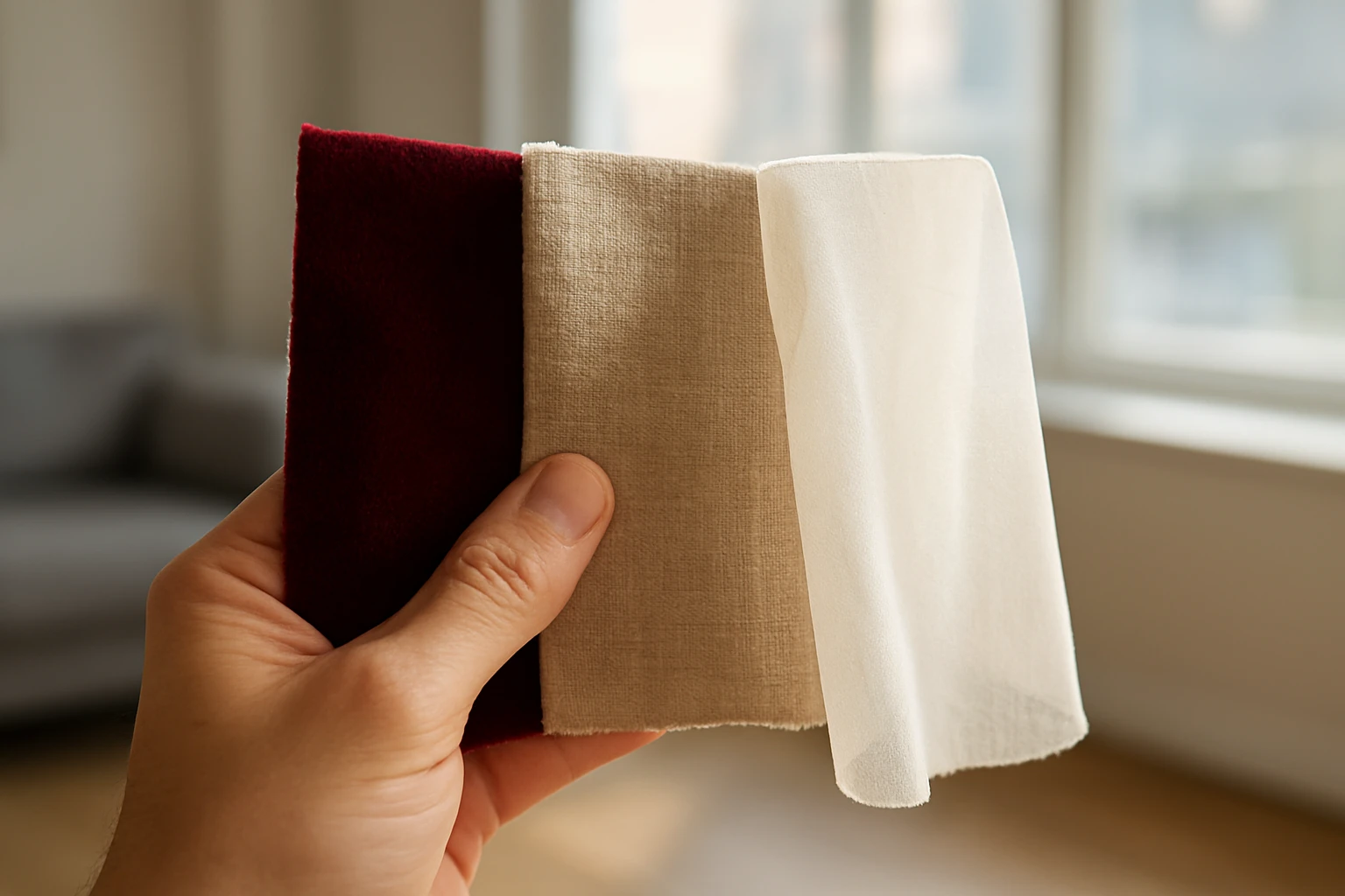 Curtain fabric swatches velvet linen chiffon