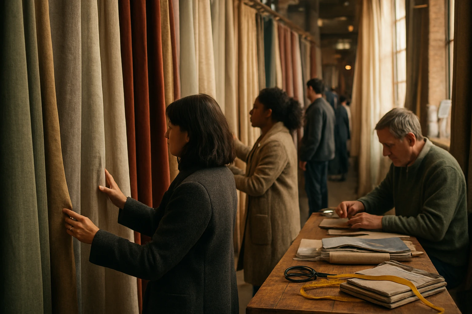 Curtain fabrics in a local market