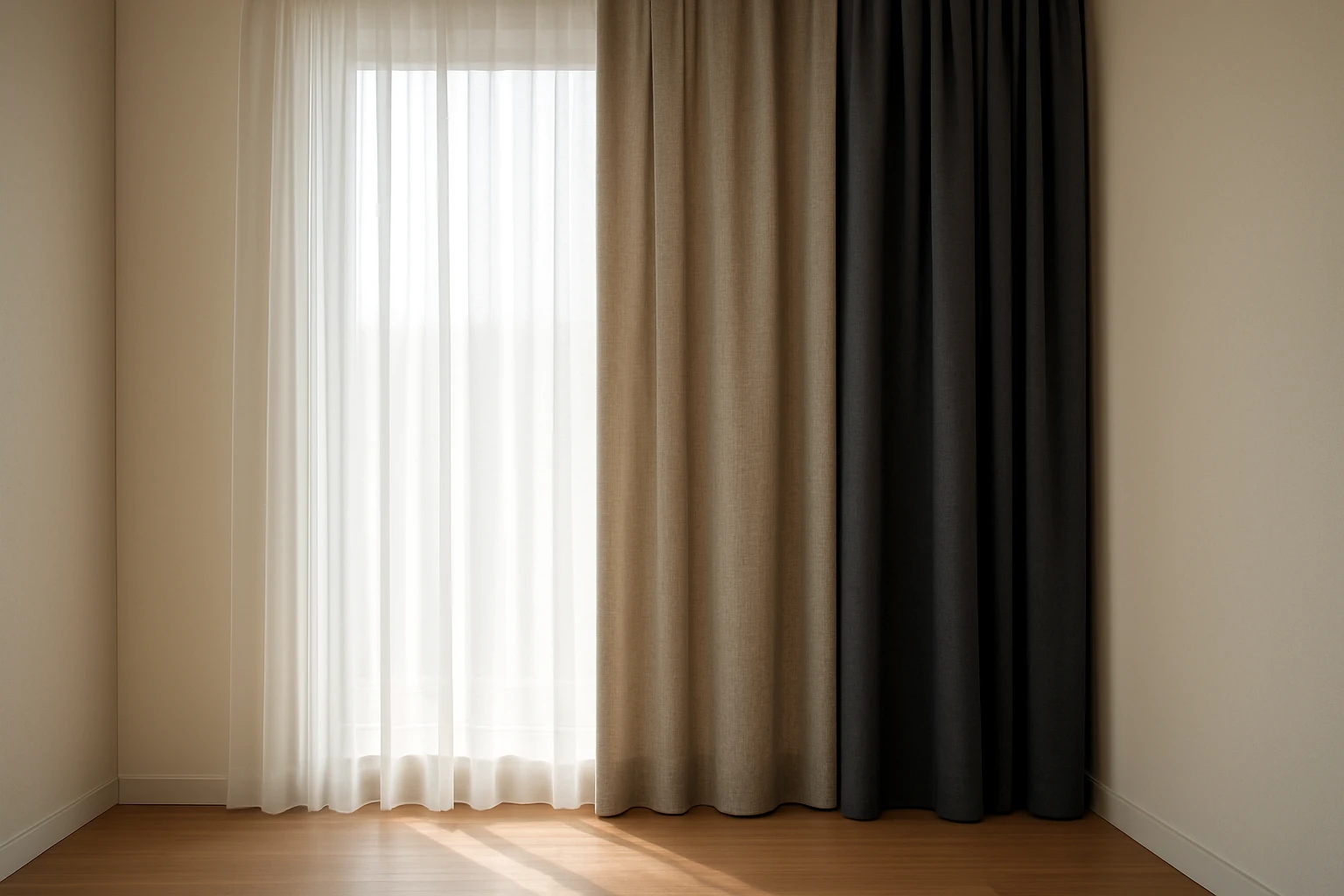 Curtain layers with sheer and blackout