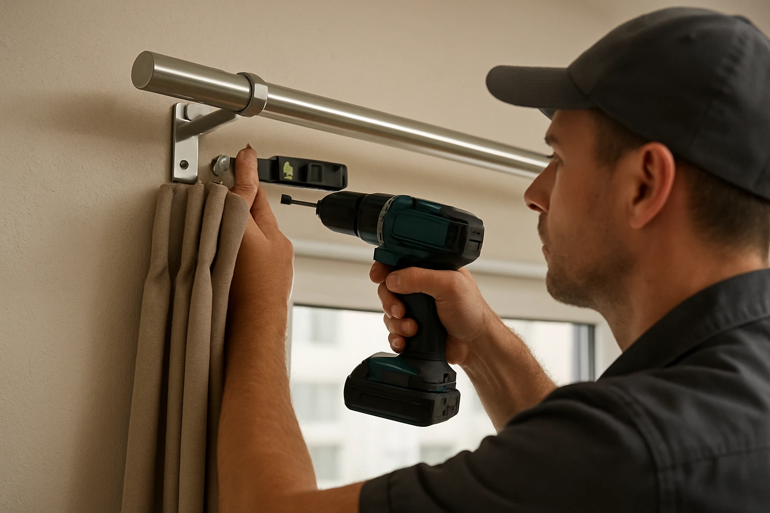 Curtain rod installation with wall anchors