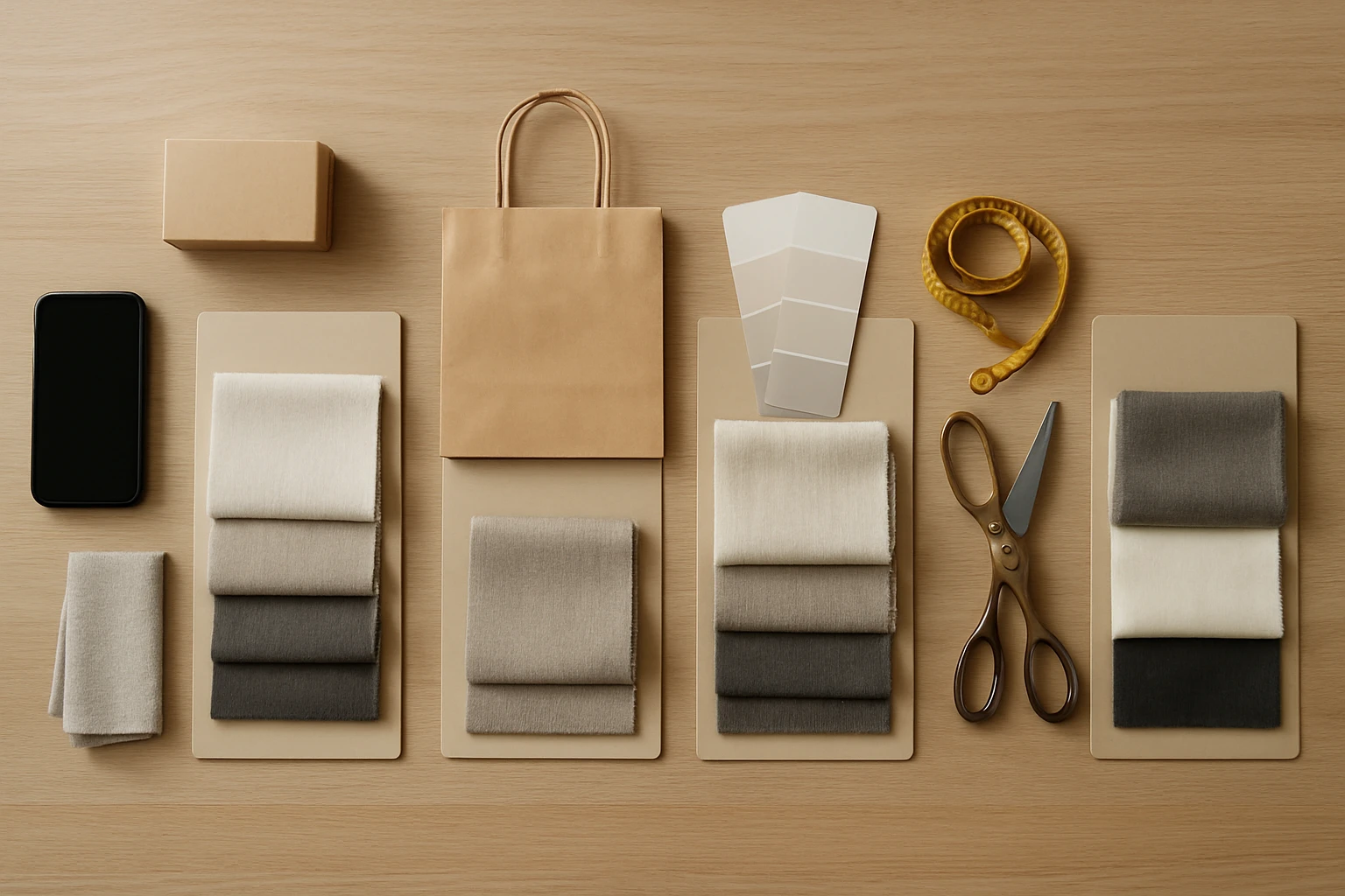 Curtain sample folders with fabric swatches