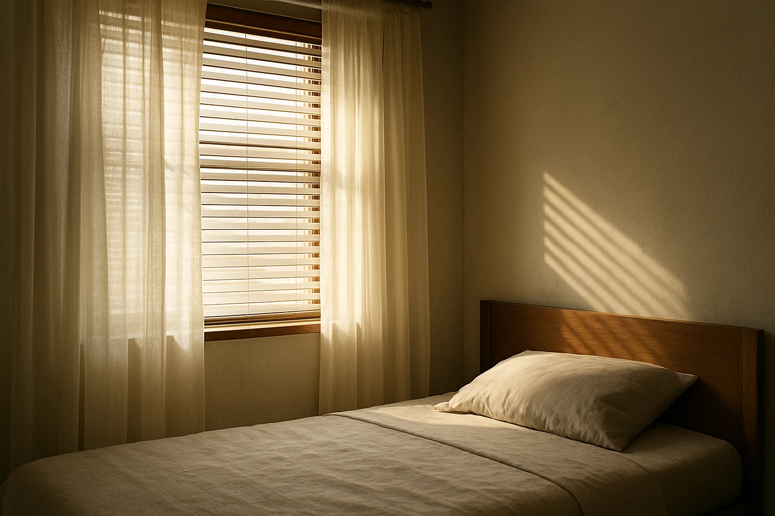Curtains and blinds light leakage in bedroom