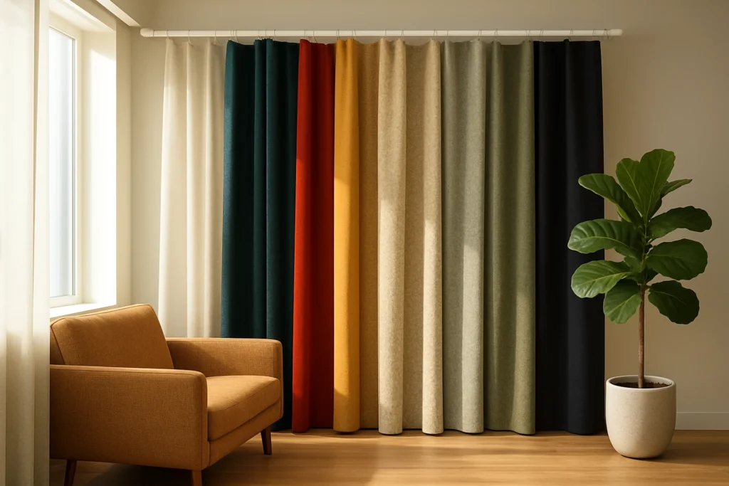 Curtains in mixed designer styles