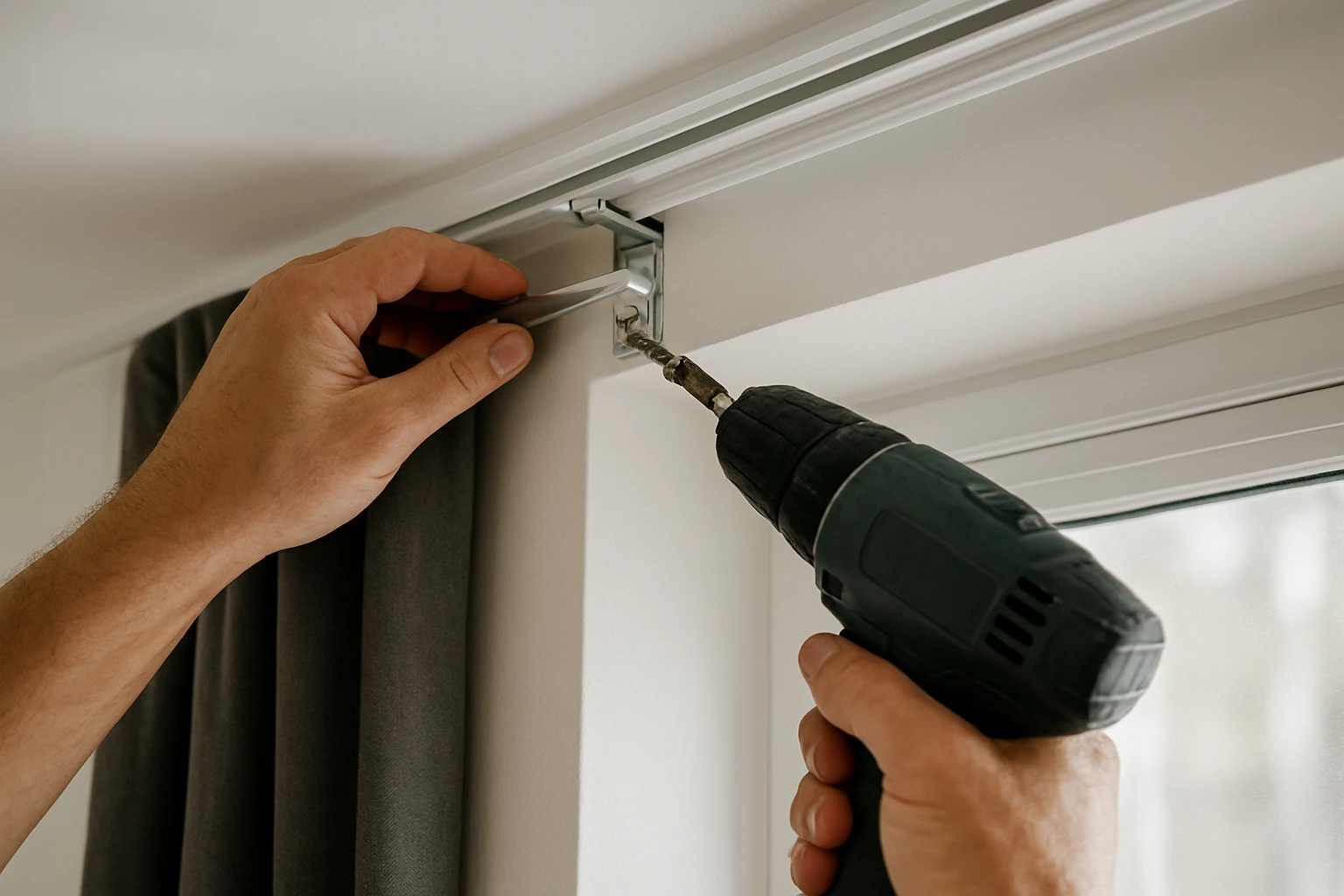 Double curtain track installation