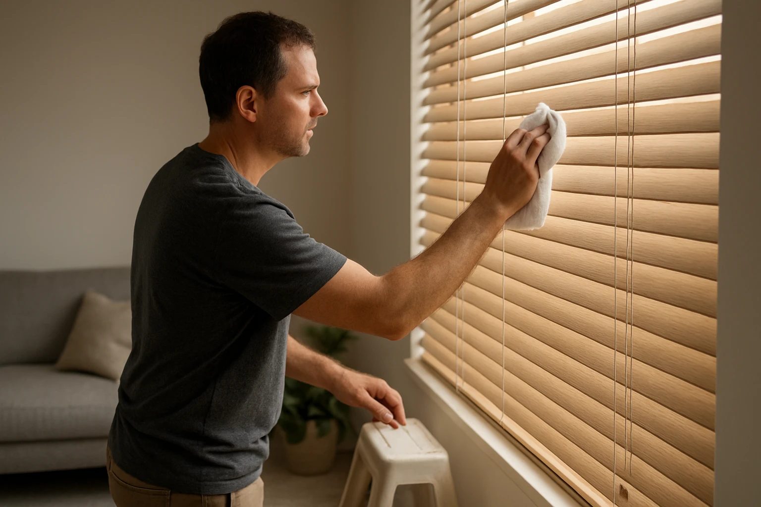 Dusting venetian blind slats