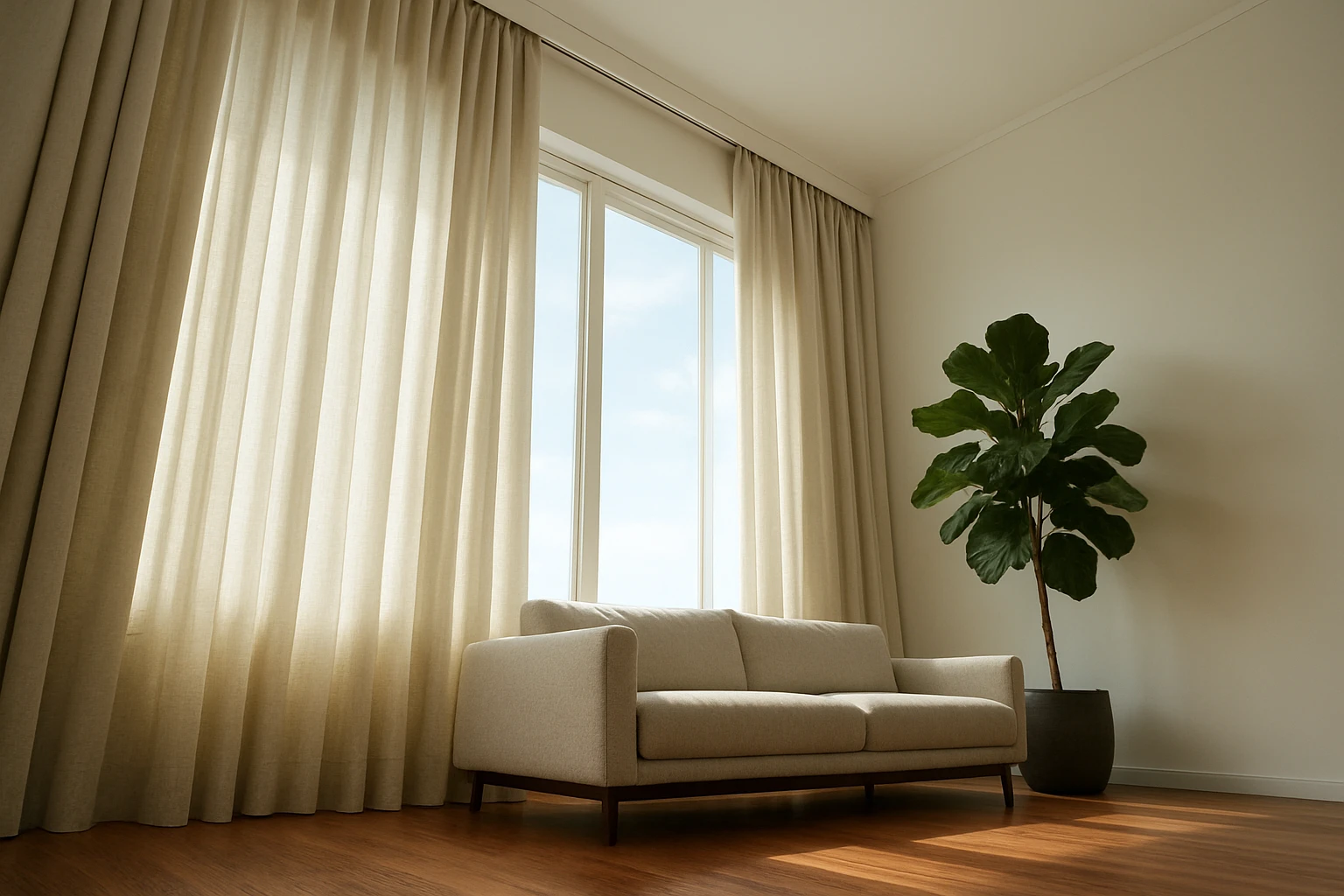 Floor to ceiling panels in living room