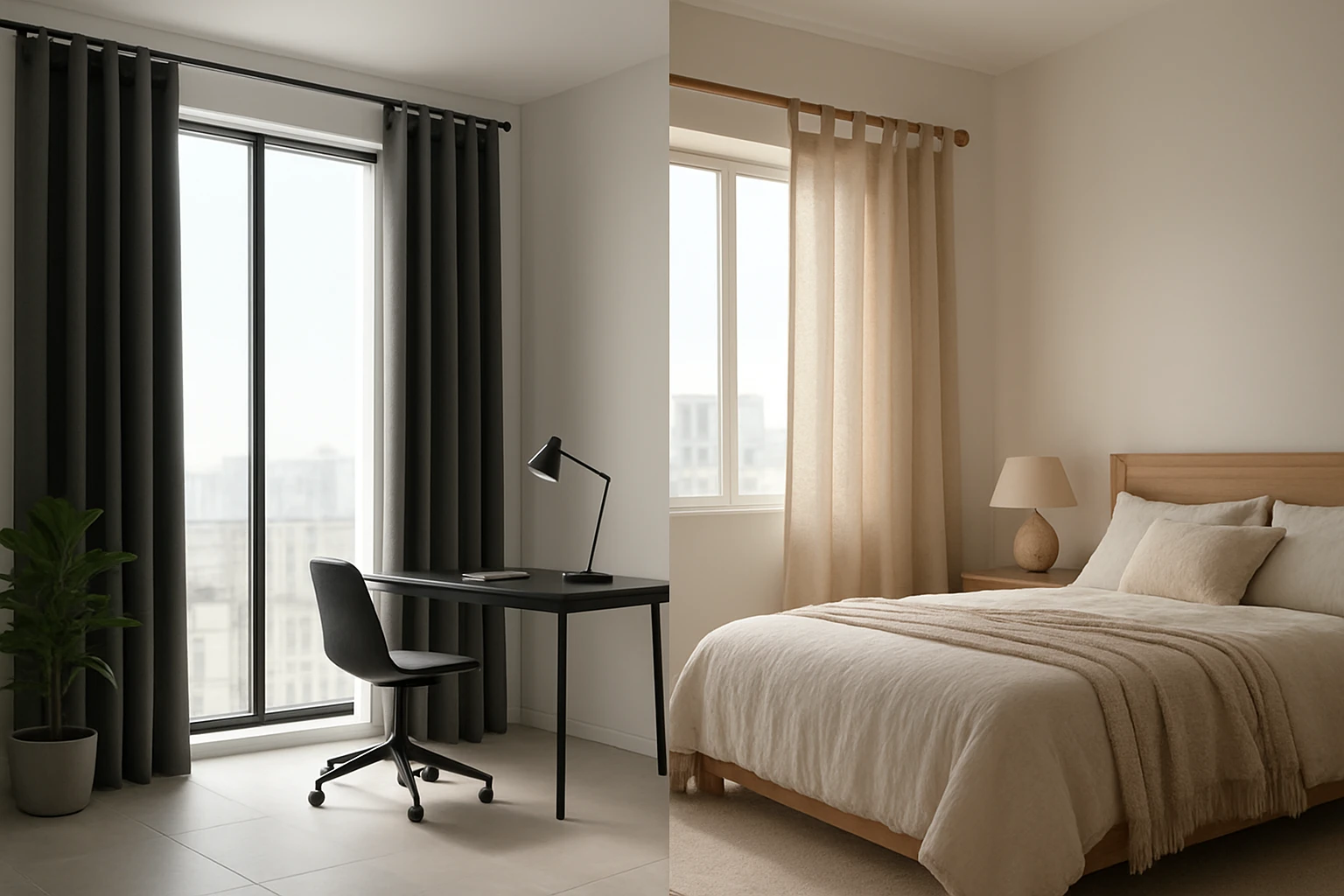 Grommet and tab top curtains