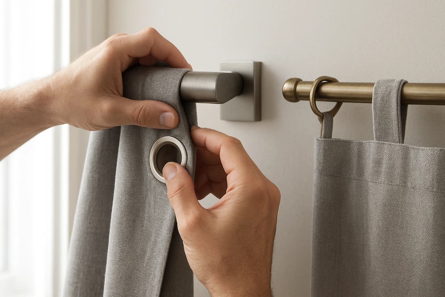 Grommet curtains and tab top rods