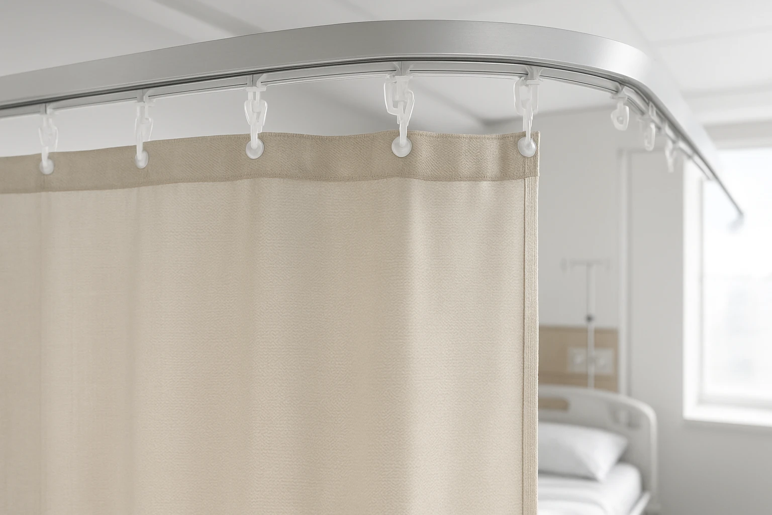 Hospital privacy curtain on track