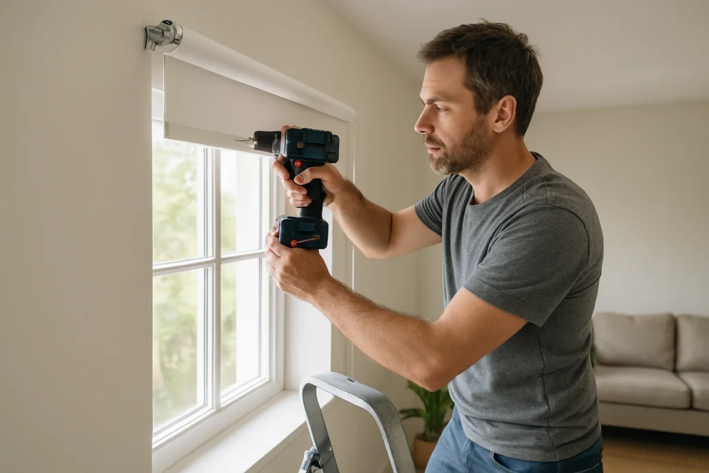 Installing blinds on a living room window