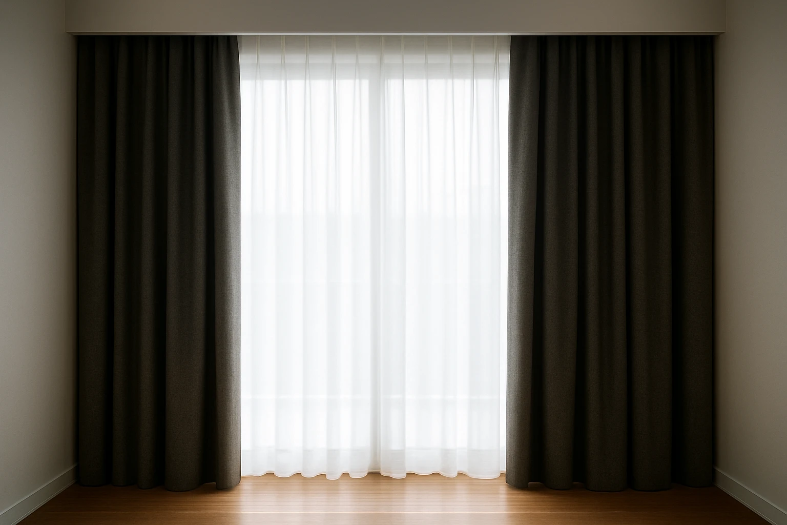Layered sheer and blackout curtains