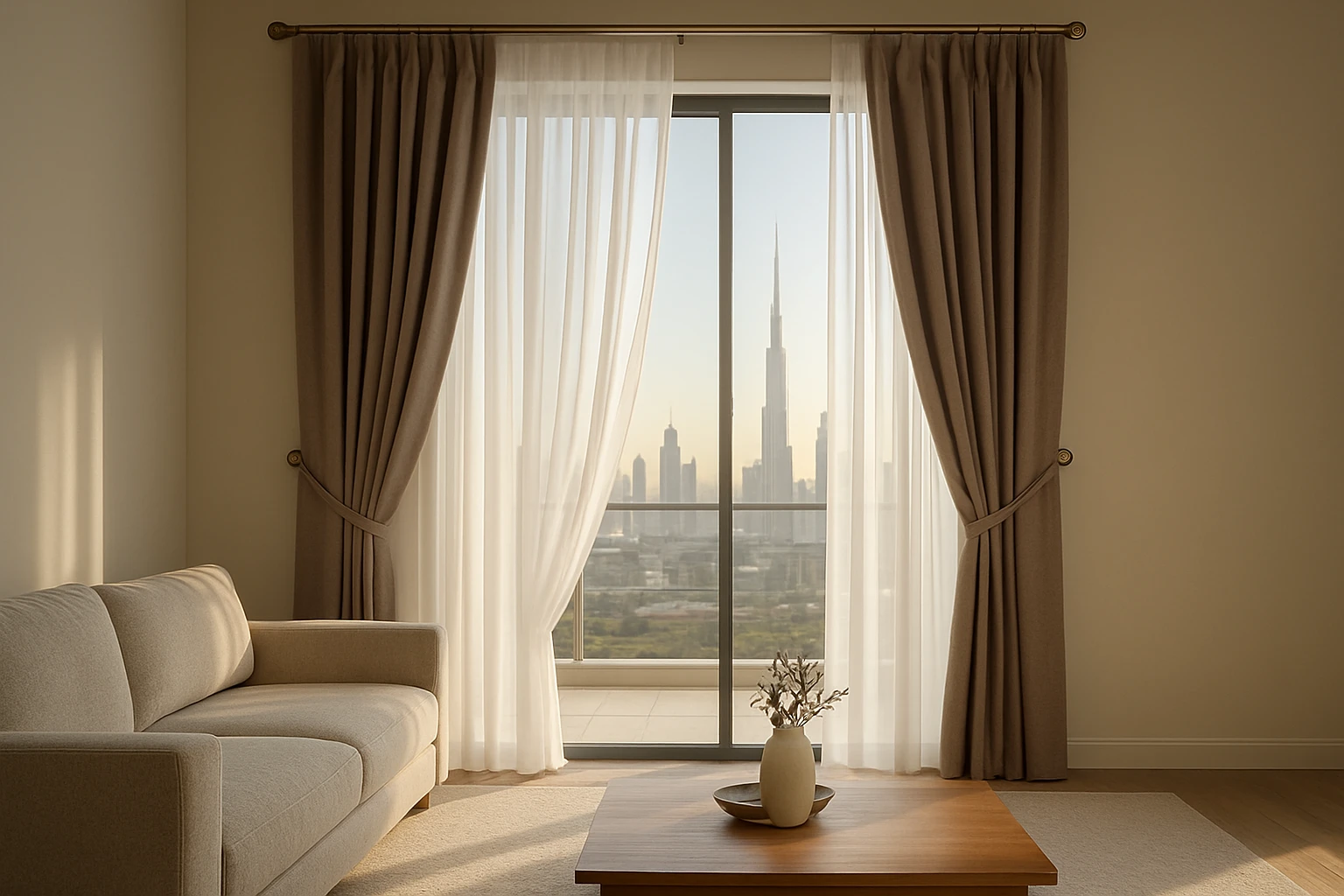 Layered sheers and blockout curtains