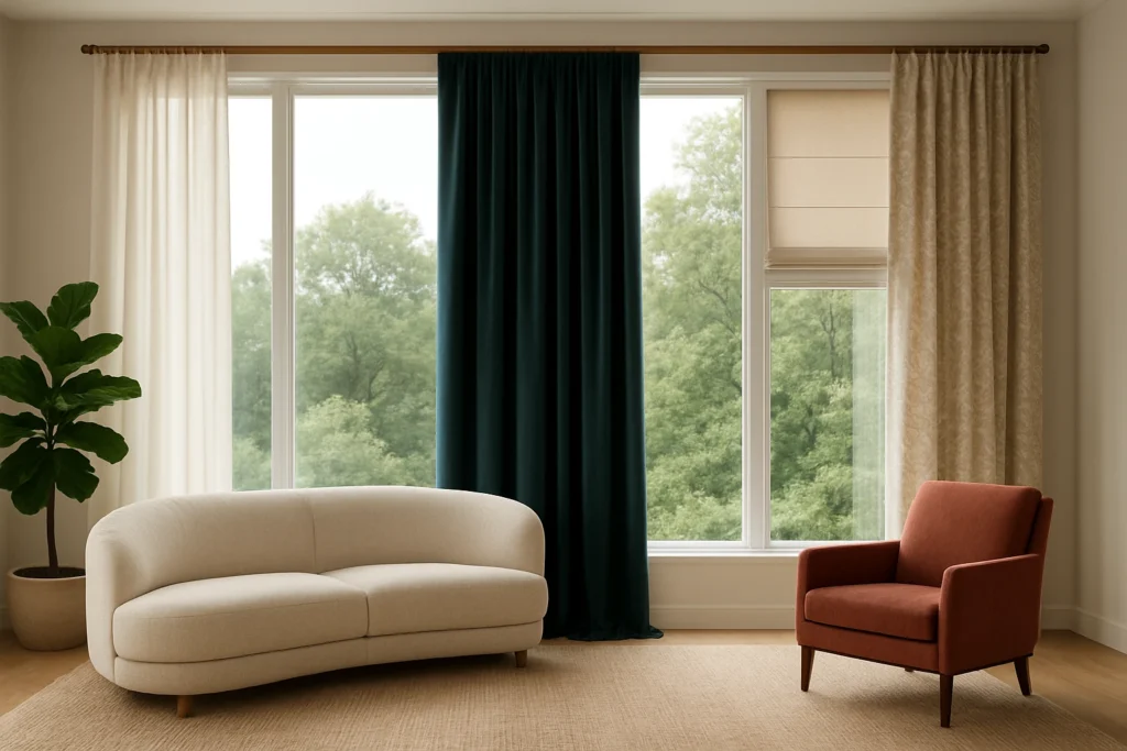 Living room curtains layered styles