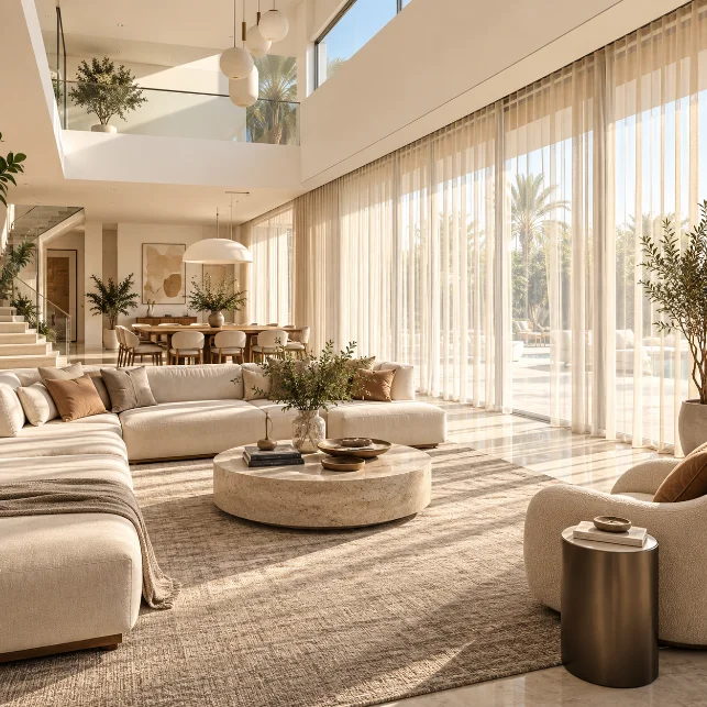 luxury sheer curtain setup villa palm jumeirah